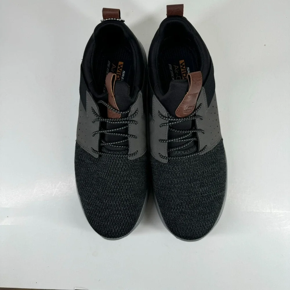 Skechers Delson Camben Men's US 11 Wide Black/Gray Knit Slip-On Sneaker 65474W